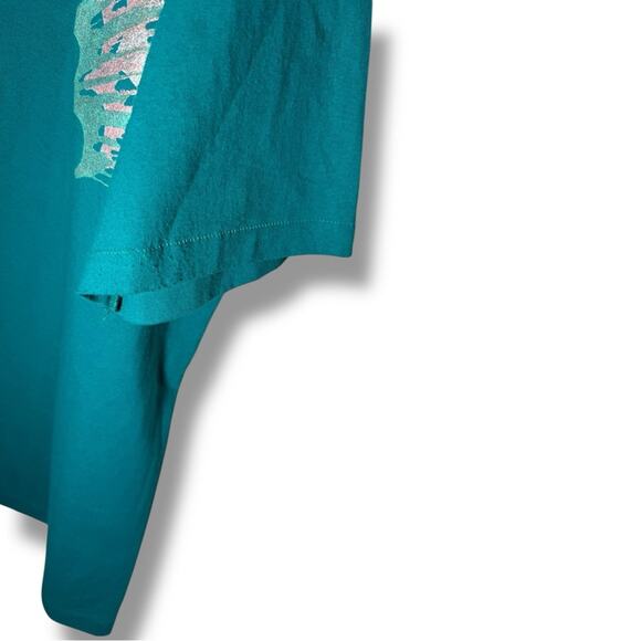 Vintage 80s Hanes Fifty-Fifty Abstract Silver Foil Graphic T Shirt Large - Picture 6 of 6